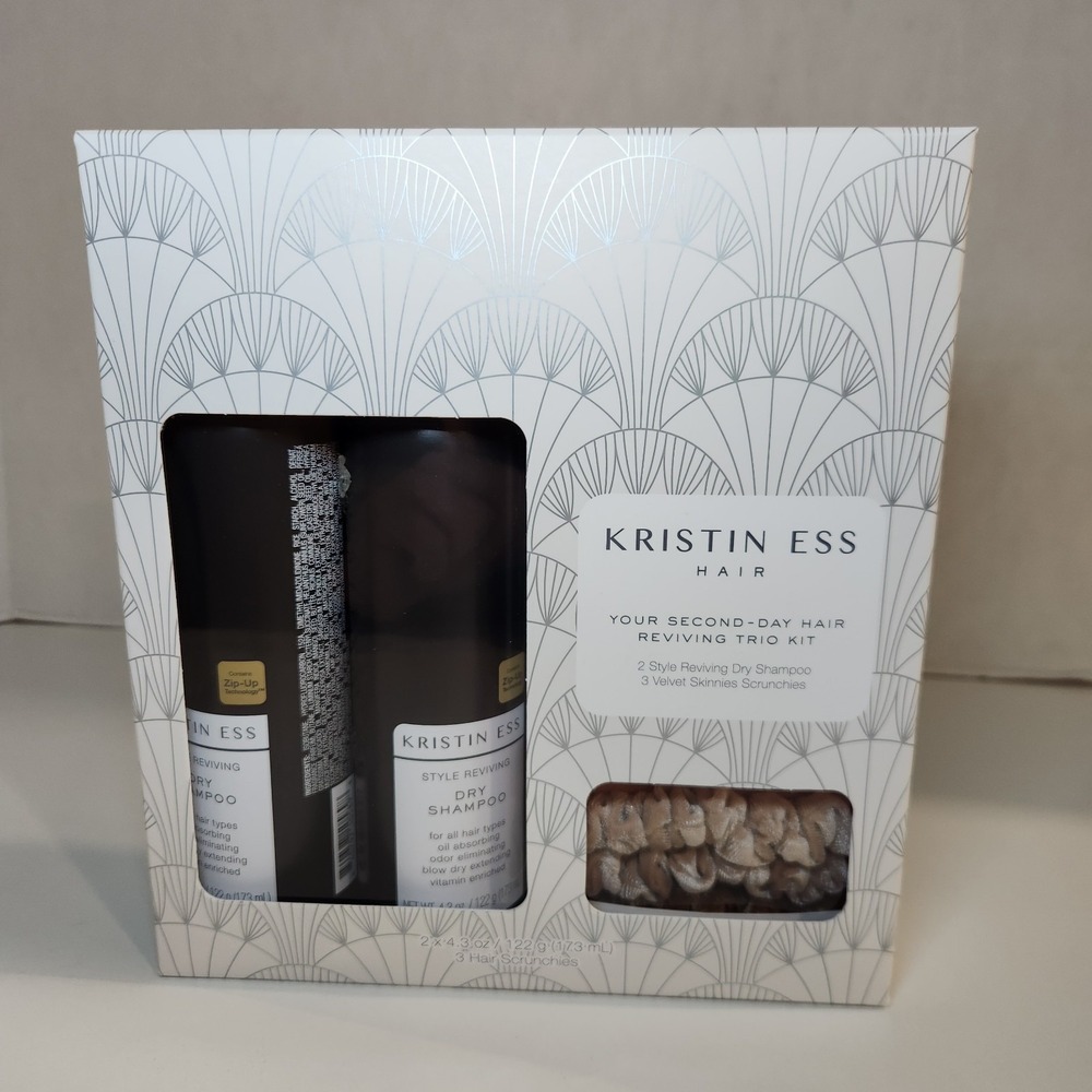 KRISTIN ESS 2 Pack Style Reviving Dry Shampoo 4.3 oz All Hair Types 3 Scrunchies